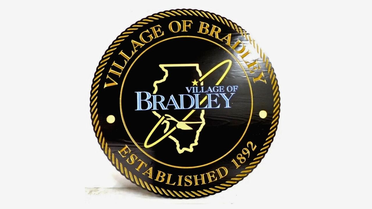 bradley illinois logo with font of "village of Bradley Established 1892"