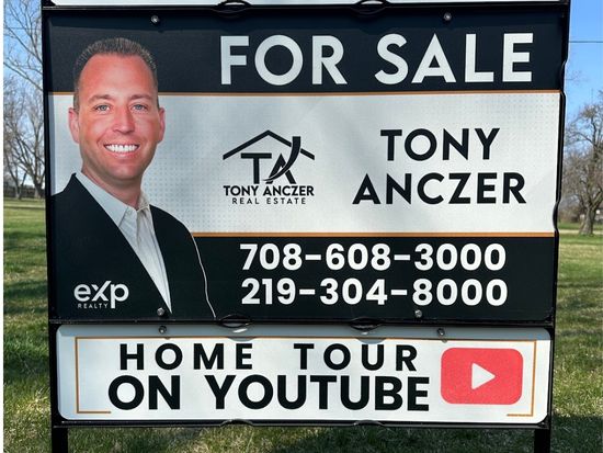 real estate For Sale sign for northwest indiana & Illinois realtor Tony Anczer