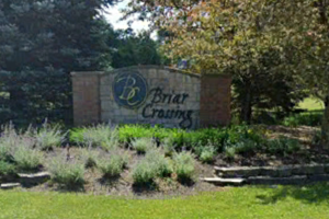 subdivision sign of Briar Crossing Subdivision in Dyer Indiana