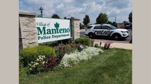 village of mantento illinois police department roadside sign