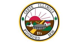 crete illinois crest, circular shape with text "crete illinois founded 1836"