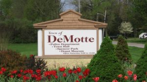 demotte indiana roadside welcome sign, geo, opt