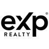 logo for exp realty which is the letters "exp" in large letters and the word "REALTY" in small capital letters directly under the "exp" letters. all the letters are black on a white background