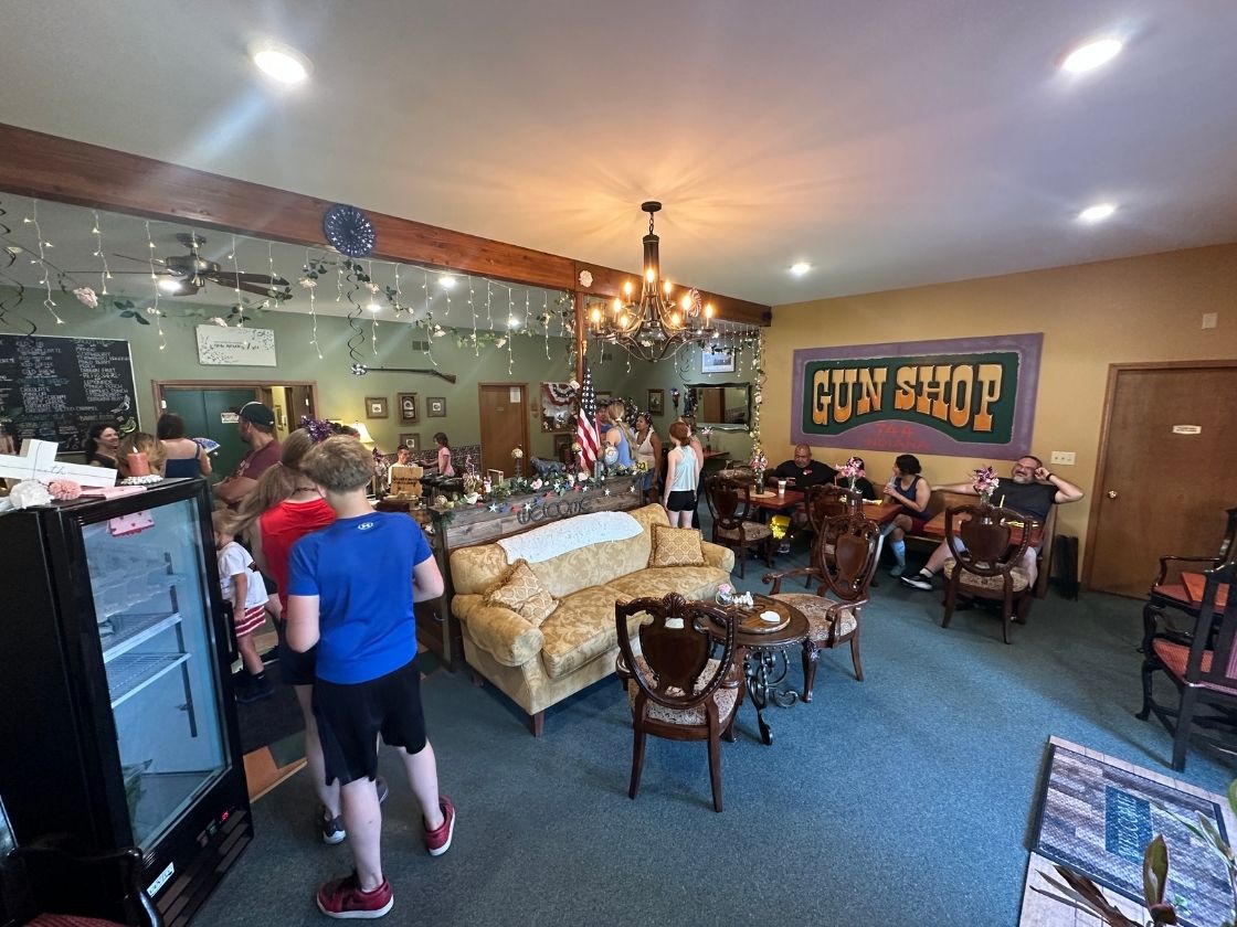 front entrance of the old gun shop coffee house in beecher illinois