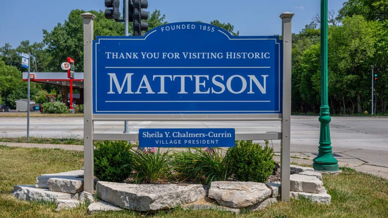 village of matteson illinois roadside entrance sign